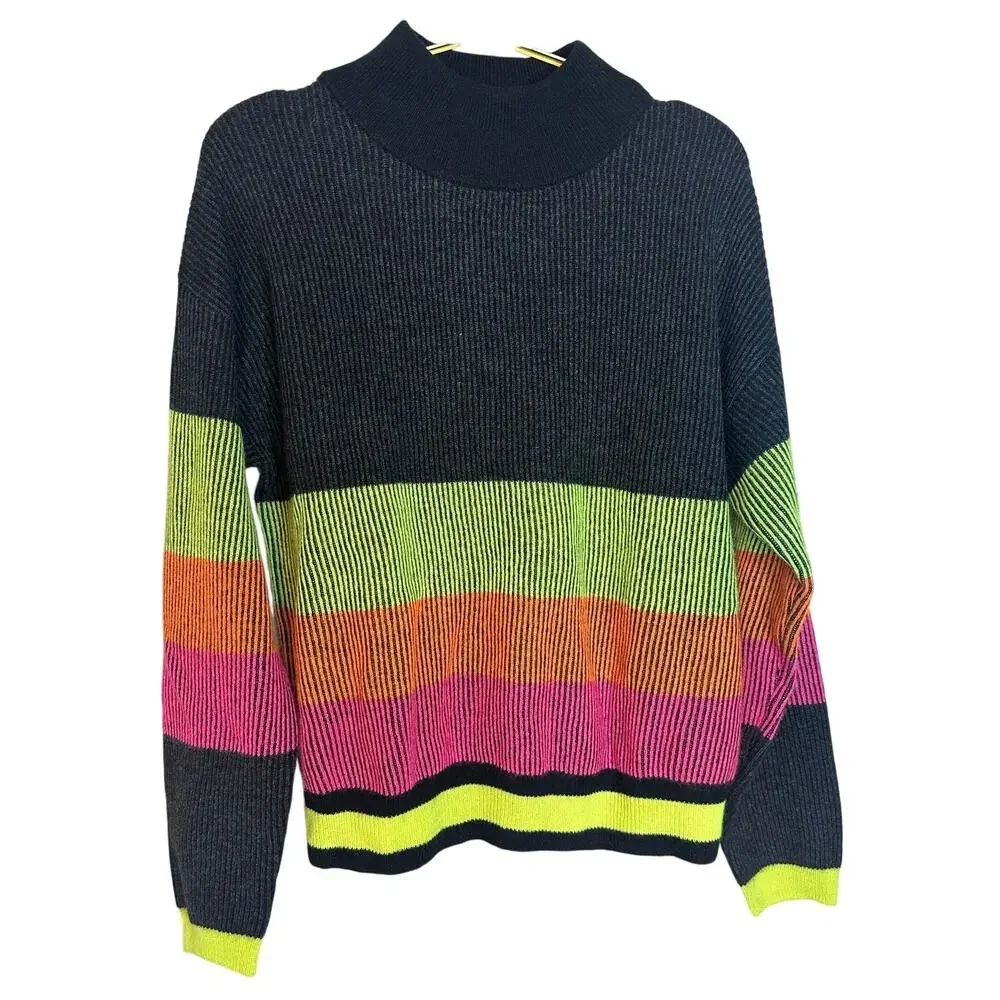 Brodie Cashmere Colorblock Mock Neck Sweater M